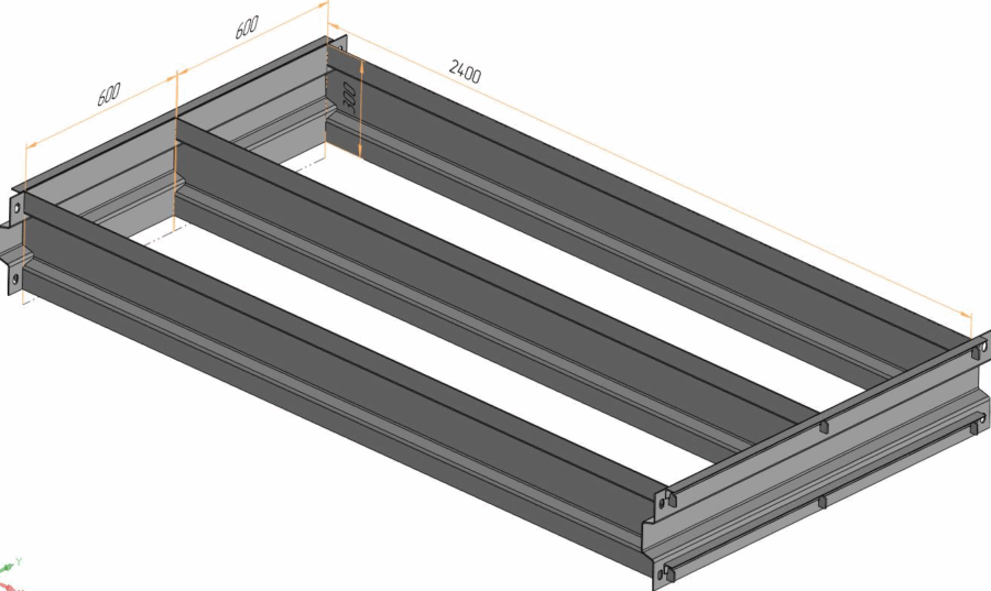 MEGABLOCK shakli, tili va o'yiq, o'yiq va tizma bilan 2400*600*300